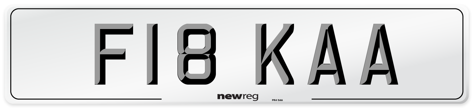 F18 KAA Number Plate from New Reg